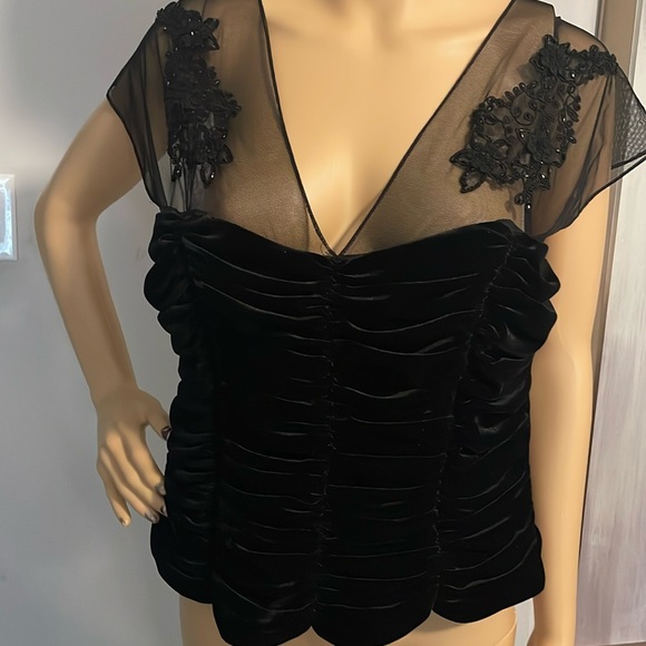 Vintage 1990 Jeffery & Dara Evening Velvet Embellished Cocktail Blouse - Picture 1 of 9
